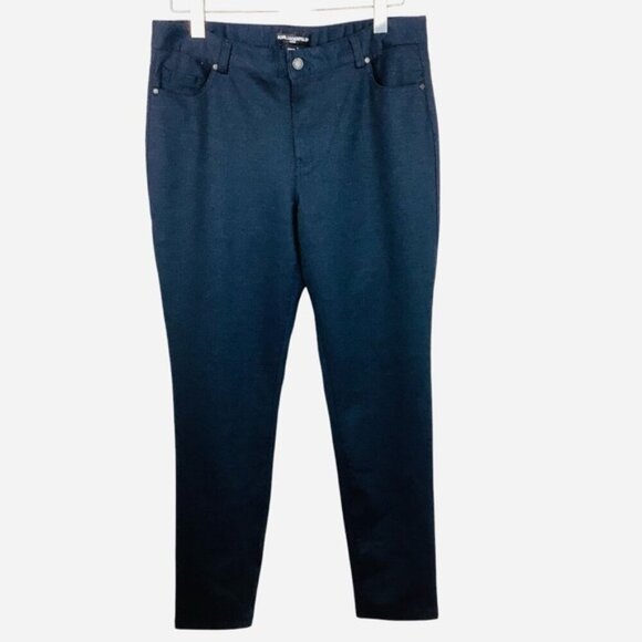 KARL LAGERFELD NAVY SLIM FITTED PANTS 12 - Picture 2 of 10